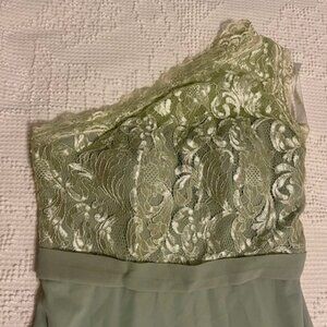 BM Bridal Womens Size Small 2 Green Elegant One Shoulder, Lace Top Dress